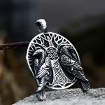 Men's Silver Viking Raven Pendant Necklace