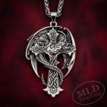 Celtic Dragon Cross Pendant with 24" Chain
