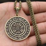 Men's Viking Rune Compass Pendant Necklace 24