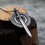 Men's Viking Odin Rune Shield Pendant Necklace