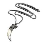 Viking Dragon Silver Pendant Necklace for Men