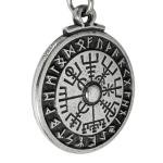 Viking Compass Pendant Necklace with Rune Stave