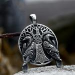 Men's Silver Viking Raven Pendant Necklace