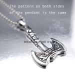 Nordic Viking Raven Axe Pendant Necklace for Men