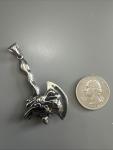 Men's Stainless Steel Viking Dragon Axe Pendant Necklace
