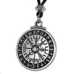 Viking Compass Pendant Necklace with Rune Stave