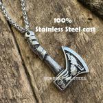 Norse Viking Wolf Raven Axe Pendant Necklace