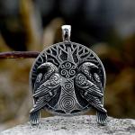 Men's Silver Viking Raven Pendant Necklace