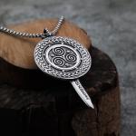 Men's Viking Odin Rune Shield Pendant Necklace