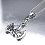 Nordic Viking Raven Axe Pendant Necklace for Men