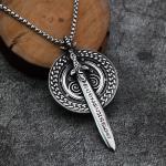 Men's Viking Odin Rune Shield Pendant Necklace