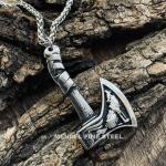 Norse Viking Wolf Raven Axe Pendant Necklace