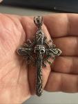 Gothic Skull Cross Pendant on 24” Chain