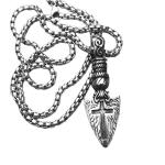 Silver Viking Shield Spear Cross Pendant Necklace