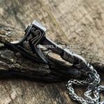 Norse Viking Wolf Raven Axe Pendant Necklace