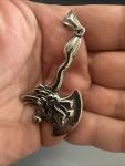 Men's Stainless Steel Viking Dragon Axe Pendant Necklace