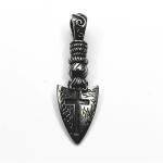 Silver Viking Shield Spear Cross Pendant Necklace