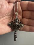 Gothic Skull Cross Pendant on 24” Chain