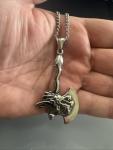 Men's Stainless Steel Viking Dragon Axe Pendant Necklace