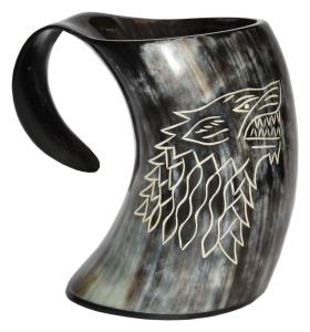 Wolf Carved Viking Drinking Horn Tankard