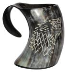 Wolf Carved Viking Drinking Horn Tankard