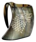 Wolf Carved Viking Drinking Horn Tankard