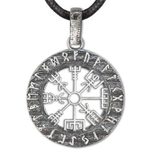 Sterling Silver Viking Compass Vegvisir Pendant Necklace