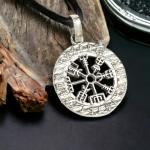 Sterling Silver Viking Compass Vegvisir Pendant Necklace