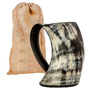 Viking Drinking Horn Cup with Burlap Gift Sack
