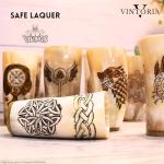 Viking Drinking Horn Cup Set with Compass Design