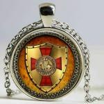 Viking Style Silver Templar Shield Pendant Necklace