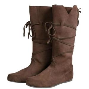 Brown Lace-Up Renaissance Combat Boots for Men