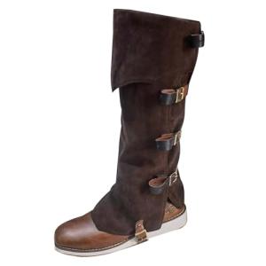 Men's Faux Leather Viking Boot Covers, Brown
