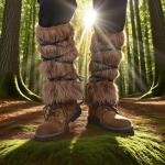 Brown Faux Fur Viking Leg Warmers for Cosplay