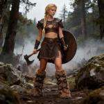 Viking Warrior Costume with Faux Fur Arm & Leg Cuffs