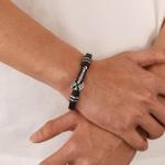 Men's Viking Leather Cuff Bracelet with Axe Charm