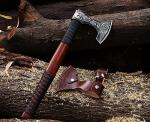 Viking Throwing Axe with Leather Sheath & Design