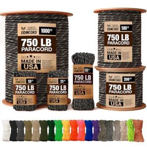 Three Vikings 25 Ft Camo Paracord Rope 750lb