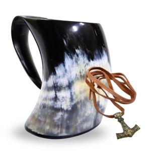 Rustic Viking Horn Mug for Mead and Beer