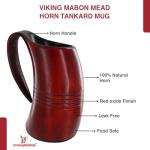 Mabon Red Stained Horn Tankard - 22-26 oz