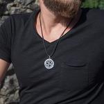 Wolfs Pack Norse Runes Circle Pendant Necklace