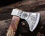 Viking Axe with Wooden Handle and Leather Sheath