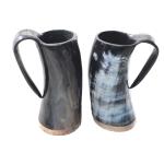 Viking 2 Horn Mugs Medieval Tankard Set