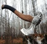 Viking Axe with Wolf Face Engraving - Functional Tomahawk