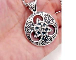 Large Viking Celtic Knot Sun Wheel Necklace