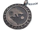 Viking Wolf Yin Yang Necklace with Runes