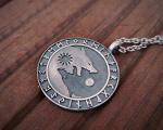 Viking Wolf Yin Yang Necklace with Runes