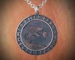 Viking Wolf Yin Yang Necklace with Runes