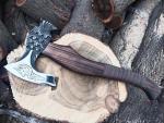 Viking Axe with Wolf Face Engraving - Functional Tomahawk