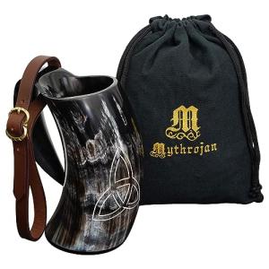Viking Drinking Horn Mug with Leather Holster